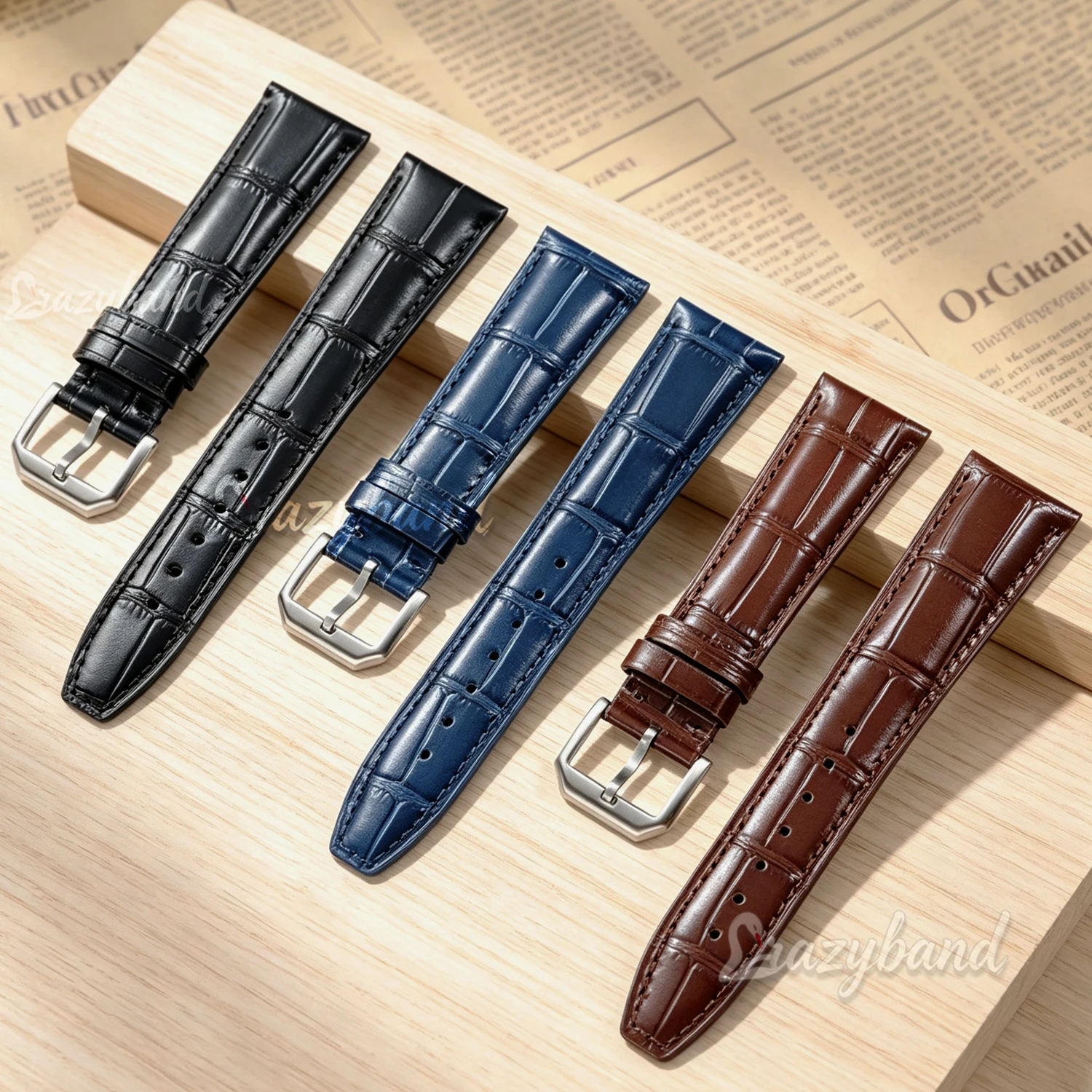 20/21/22 mm Leder-Uhrenarmband, universell für IWC Pilot, für Casio, für Tissot, Ersatzarmband, Schwarz, für Herren und Damen, Armband-Zubehör