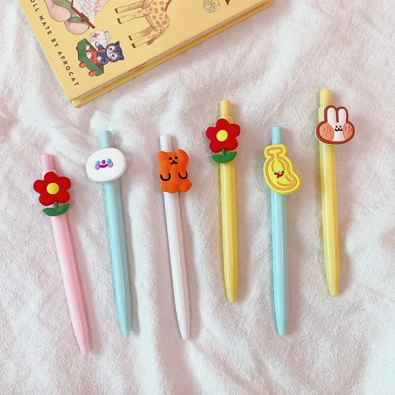 24PCS Cute Macaroon Rabbit Flower Press Gel Pens Office Stationery Bear Pen Stationery Kawaii School Supplies