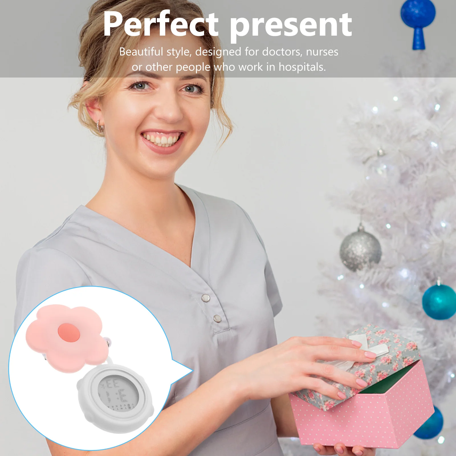 ساعة جيب إلكترونية للممرضات، مشبك عملي قابل للسحب على توقيت ساعة الممرضة المعلقة لساعات التوقيت النسائية #5