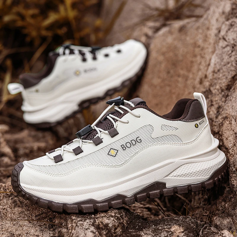 Men's Hiking Shoes Lycra Cloth Outdoor Breathable Casual Shoes Non-slip Wear-resistant Trekking Walking Sneakers for Men