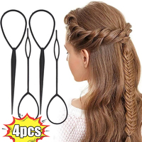 4Pcs Ponytail Hair Styling Tools Set Needle Ponytail Topsy Loop Hair Bun Maker Braids Beauty Accessories Hairdressing Tools