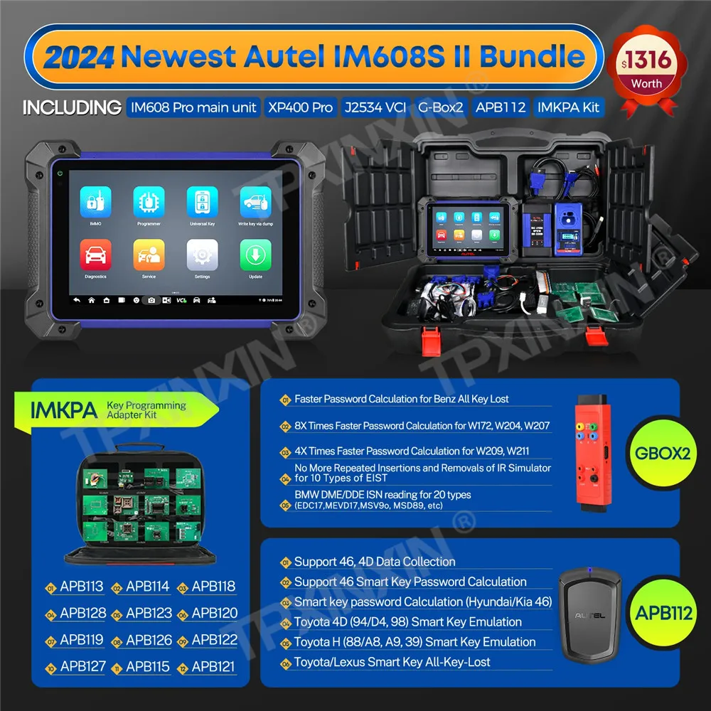 2025 업그레이드된 오텔 맥시IM IM608 II IM608S PRO II IMMO 키 프로그래밍 진단 도구 범용 차량용 올인원 프로그래머