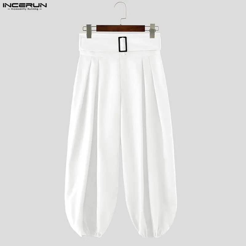 

Мужские широкие брюки INCERUN, однотонные джоггеры на пуговицах, свободные плиссированные брюки, мужская уличная одежда 2026, модные повседневные длинные брюки-багги