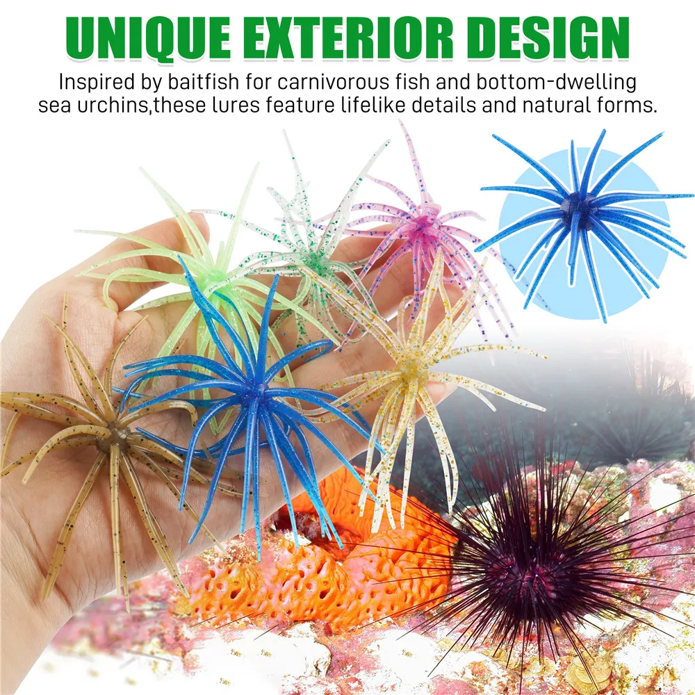 6Pcs Soft Urchin Lures Fishing Saltwater Slow Floating Lures Finesse Bait for Bass Trout Crappie Drop Shot Wacky Rig Neko Rig view 4