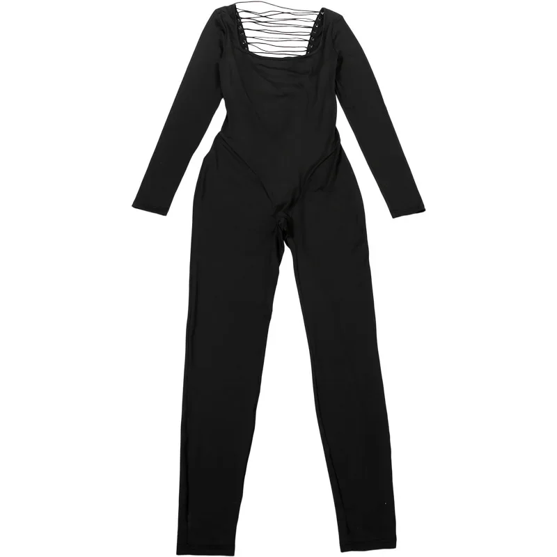 جمبسوت نسائي مثير برباط بدون ظهر نحيل برقبة على شكل حرف U وأكمام طويلة وأرداف خوخية ضيقة ملابس خروج غير رسمية ملابس نوادي #6