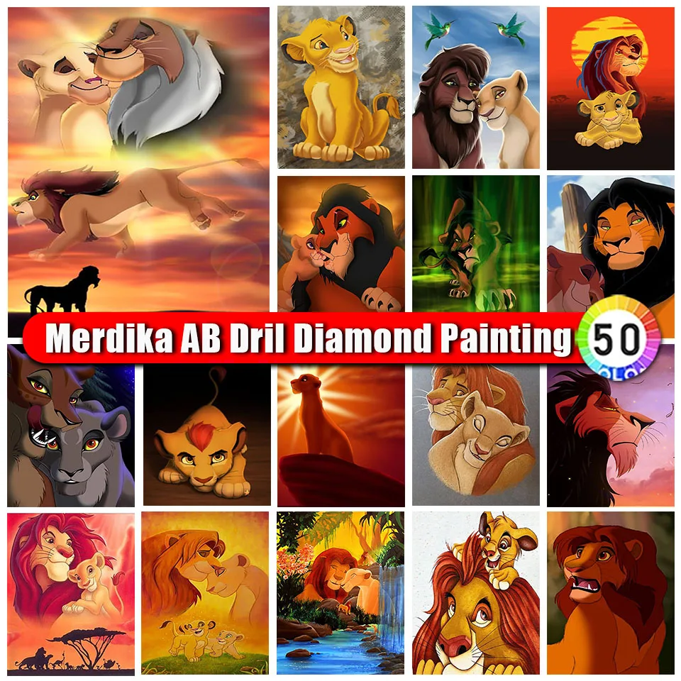 Disney AB Diamond Painting Cartoon The Lion King Simba Picture Full Diamond Mosaic Embroidery Cross Stitch Kits Home Decor Gifts