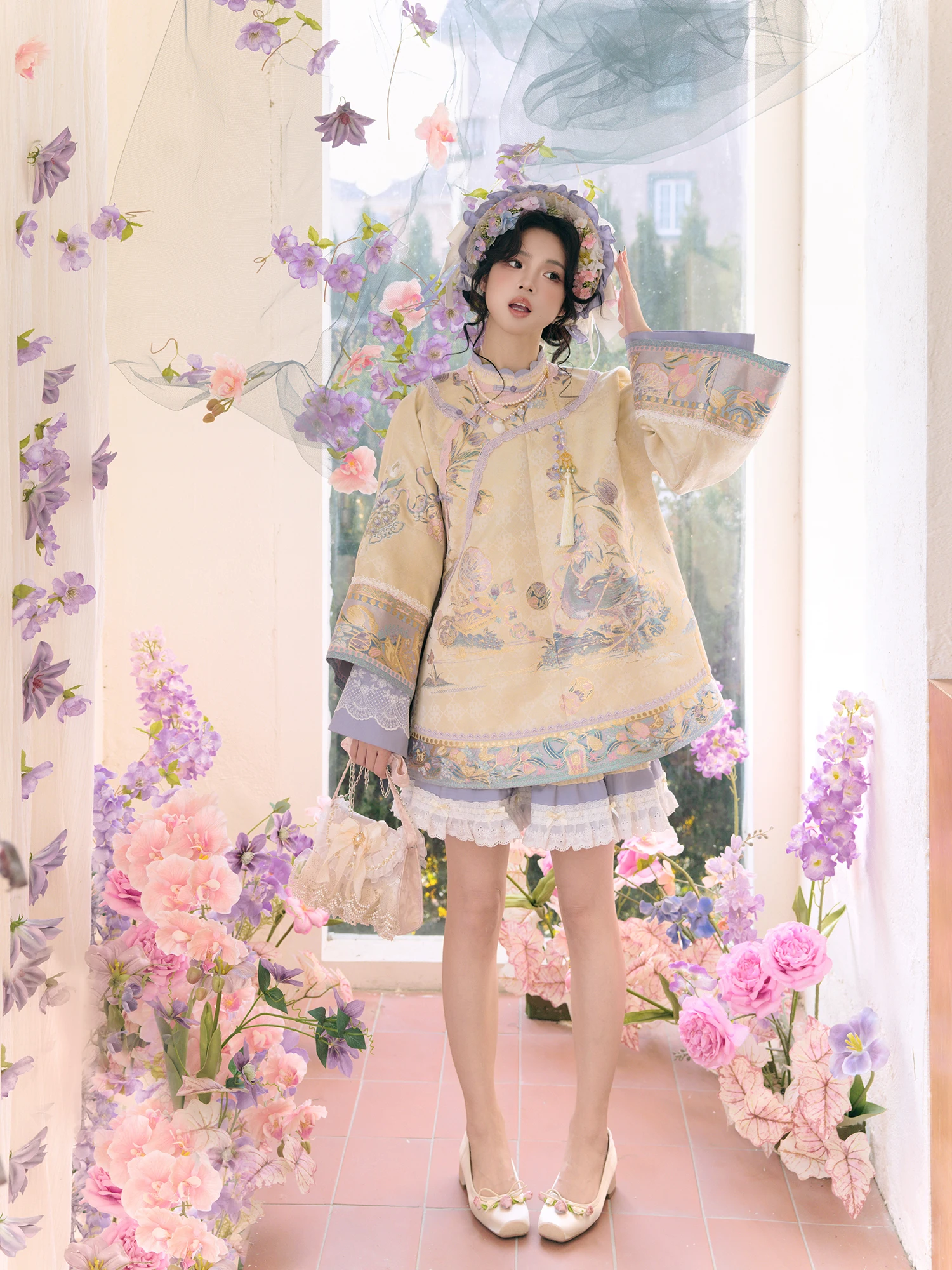 

Spring New Arrival Cake Skirt Set Stand Collar Button Front Hanfu Women's Traditional Chinese Clothing Ensemble Daily Wear