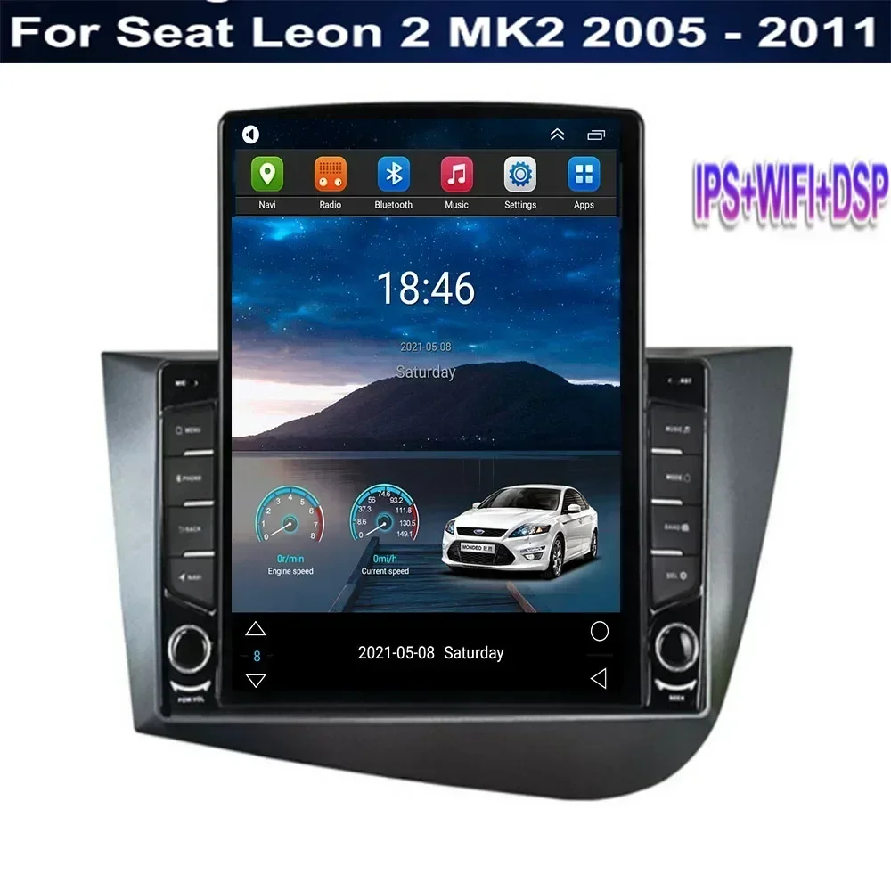 9.7" Android 13 For Seat Leon 2 MK2 2005 - 2035 Tesla Type Car Radio Multimedia Video Player Navigation GPS RDS