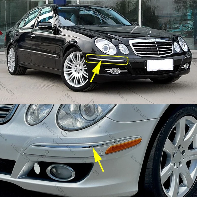 For 2007-2009 Mercedes Benz E320 E350 E550, E63 AMG W211 Front Bumper Molding Chrome Strip Trim 2118852321 2118852421
