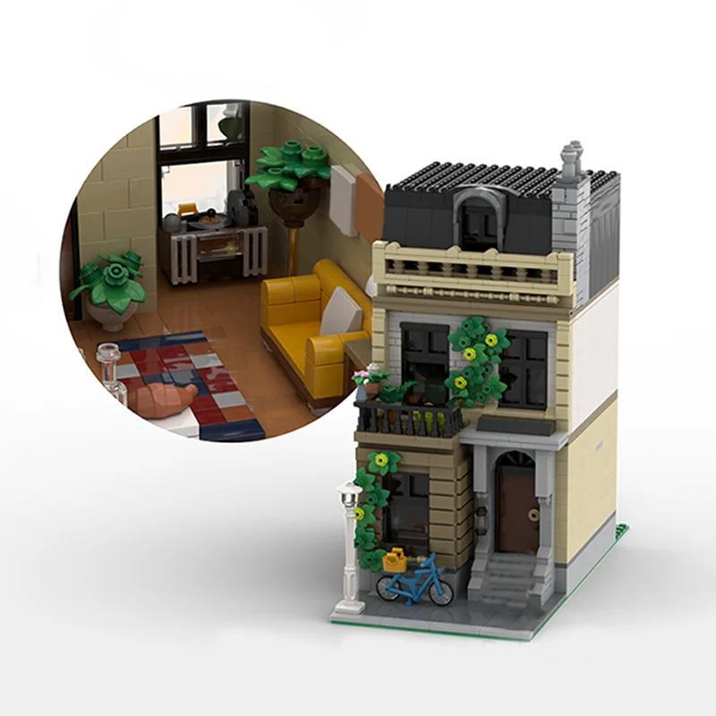 MOC Creative City Street View Modular for Kids, The Botanist's churModel, Architecture importer nights, Bricks Toys, Gifts, 1297PCs