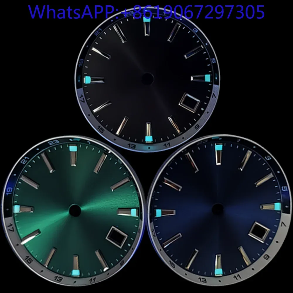 2025 GMT Spring Drive Hi-Beat 36000 Sunburst quadrante dell'orologio adatto per movimento automatico NH34 Blue Lume BWG9 Mod parti custodia nh35