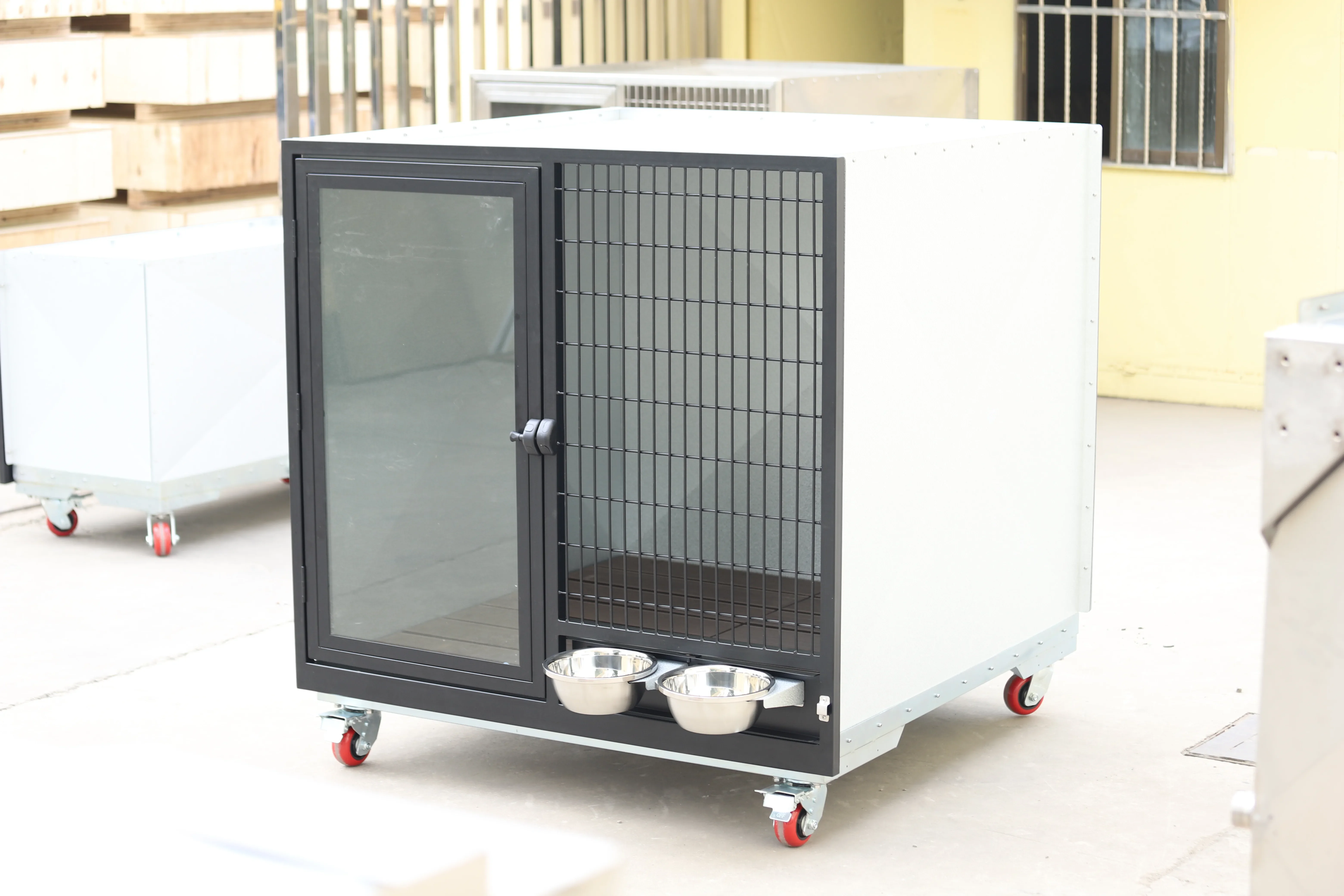 AEOLUS Drainage Double Stack Galvanized Kennel cages for dog boarding kennel