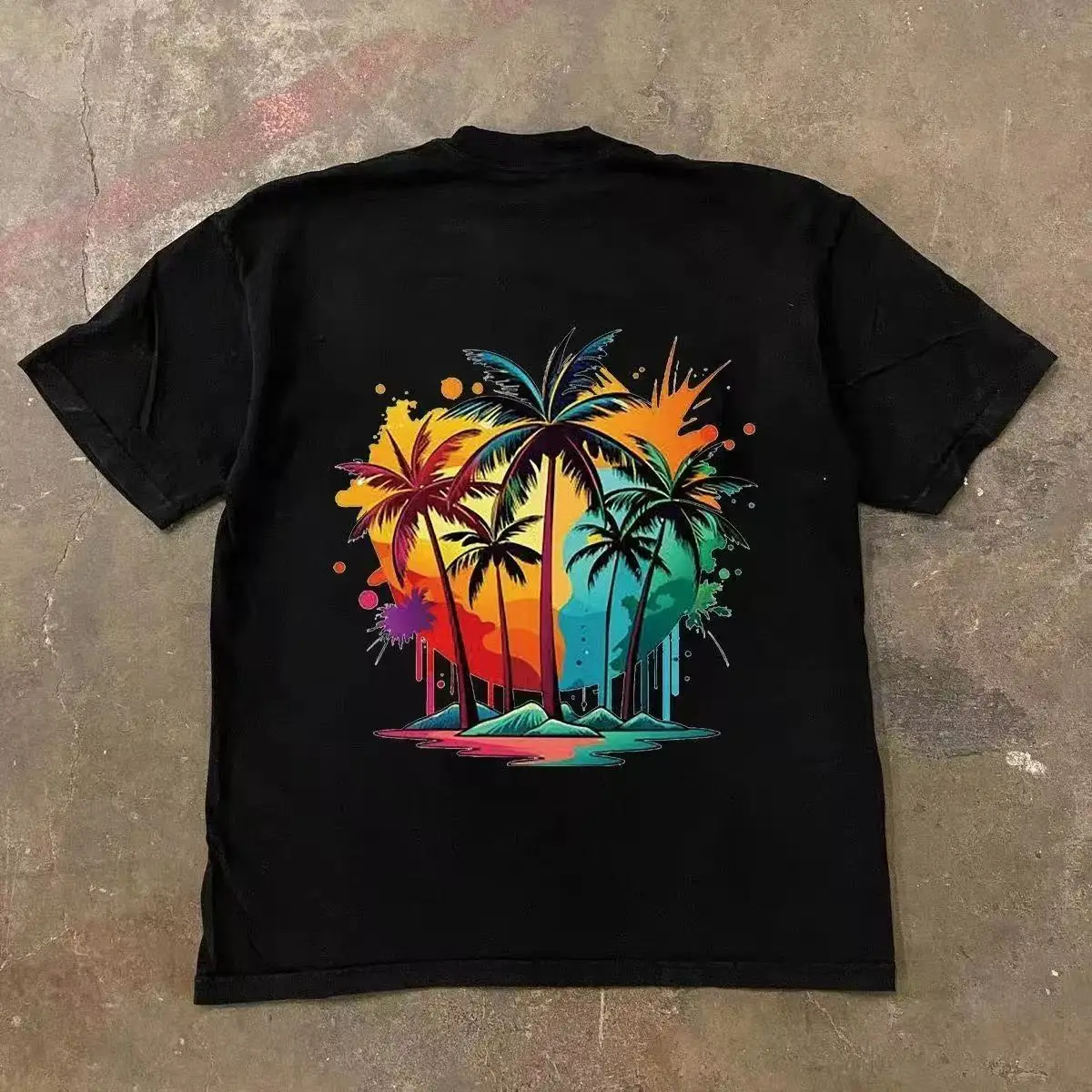 Camiseta pour manches cortes impresé en coton à col rond pour hommes et femmes americens versatórios high street été décontracté