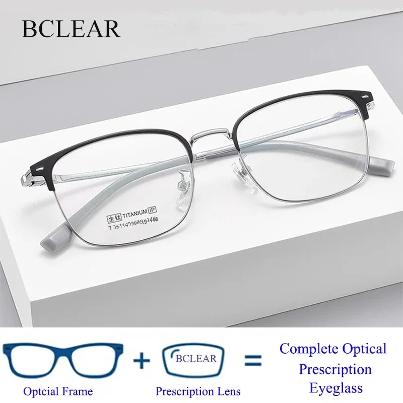 

BCLEAR Retro Ultra-light Titanium Eye Glasses for Men And Women Myopia Optical Prescription Eyeglasses Fashion Eyebrow Design