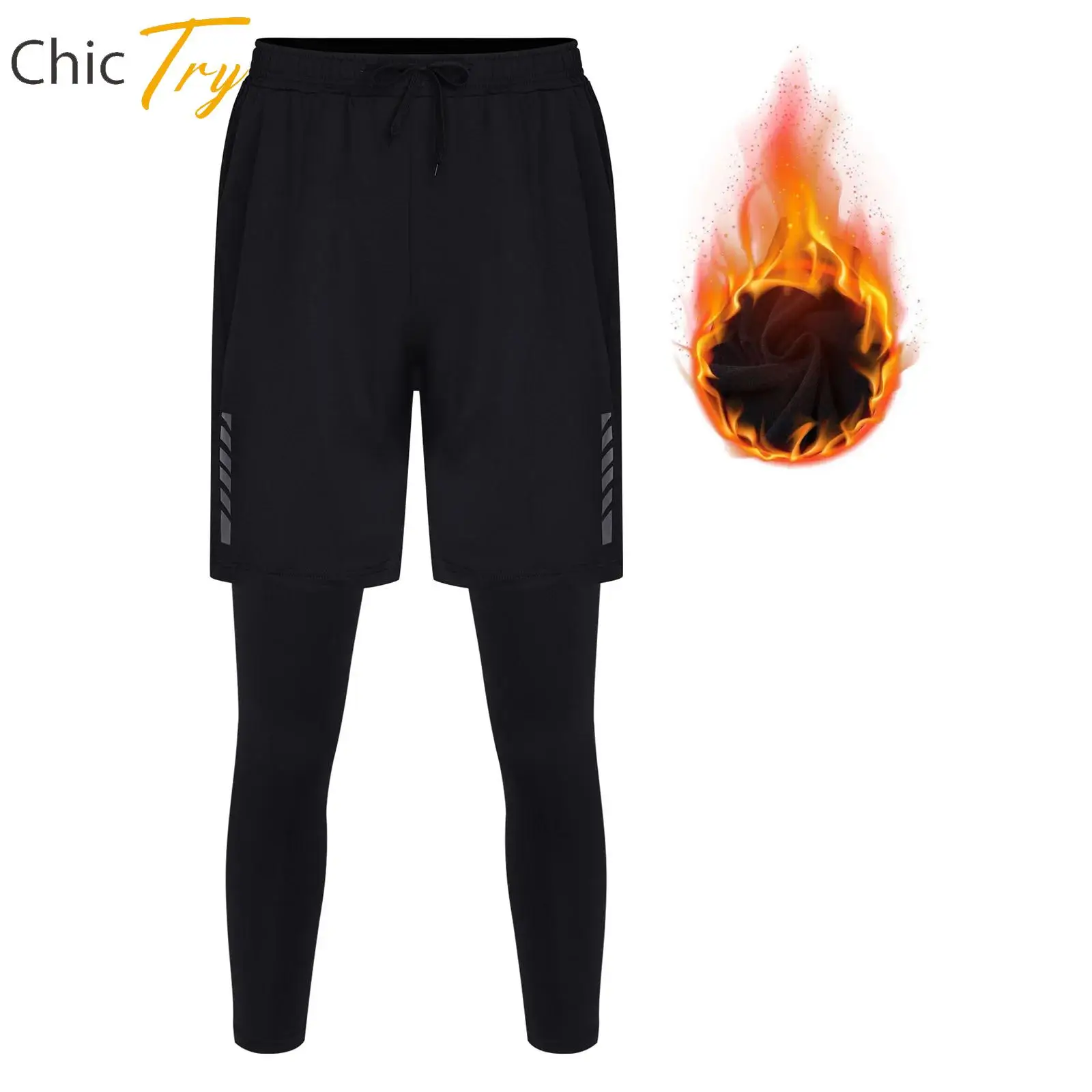 남성용 운동복 플리스 안감 레깅스와 백 웨이스트 쇼츠 성인 남성 복싱 체육관 피트니스 스포츠 운동 러닝 의류