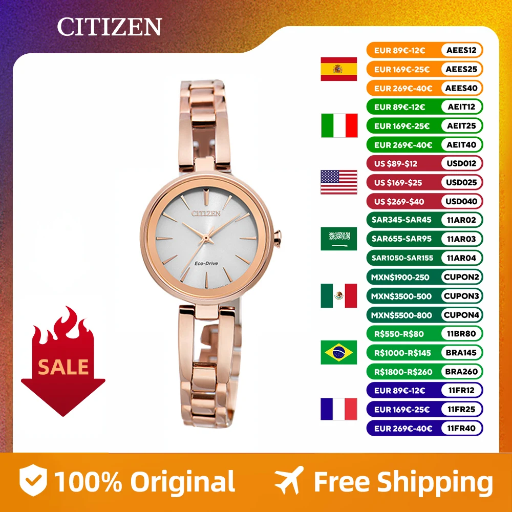 CITIZEN Original Women Watch Eco-drive  Quartz  watches Eco-Kinetic Goddess  lady girls birthday ferstival gift Women's Watch