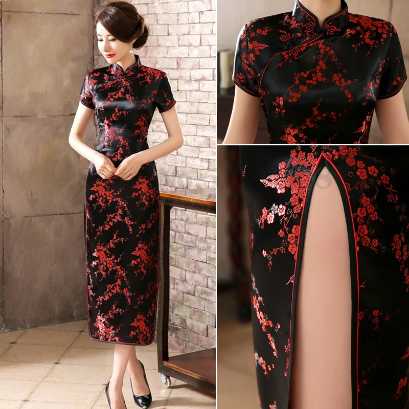 Female Large Size 5Xl 6Xl Qipao Elegant Sexy Retro Slim Cheongsam Traditional Mandarin Collar Dress Chinese Evening Party Gown