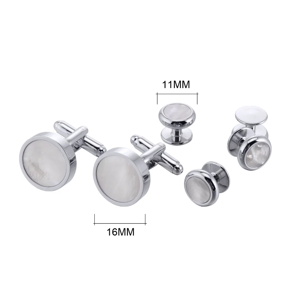 Silvery Cufflinks Set with White Stripes Metallic Business Formal Wear Accessories Sophisticated Cuff Decoration for Suit Shirt