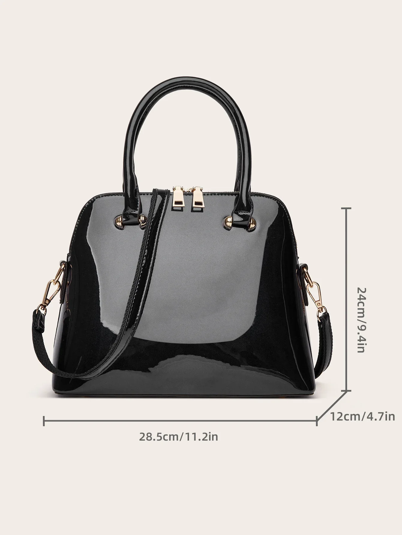 Bolsa feminina de couro envernizado, bolsa brilhante, bolsa crossbody, bolsa de ombro elegante, bolsa feminina