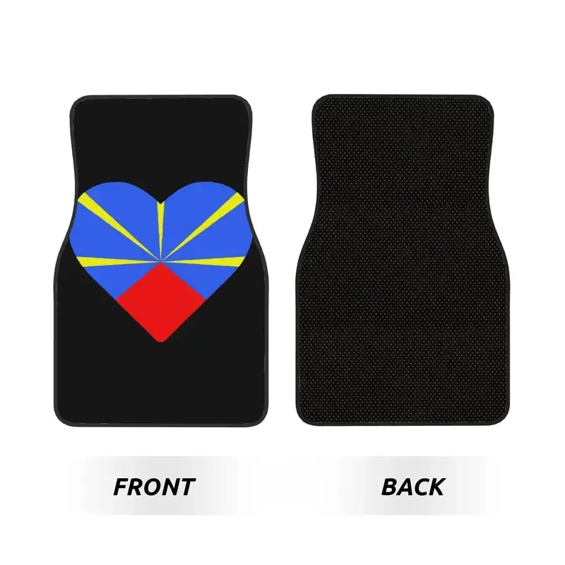 Crystal Velvet Car Floor Mats 4 Pcs Rugs French Volcanic Reunion Island Flag 974 Universal Car Front Rear Carpets Foot Mats 2