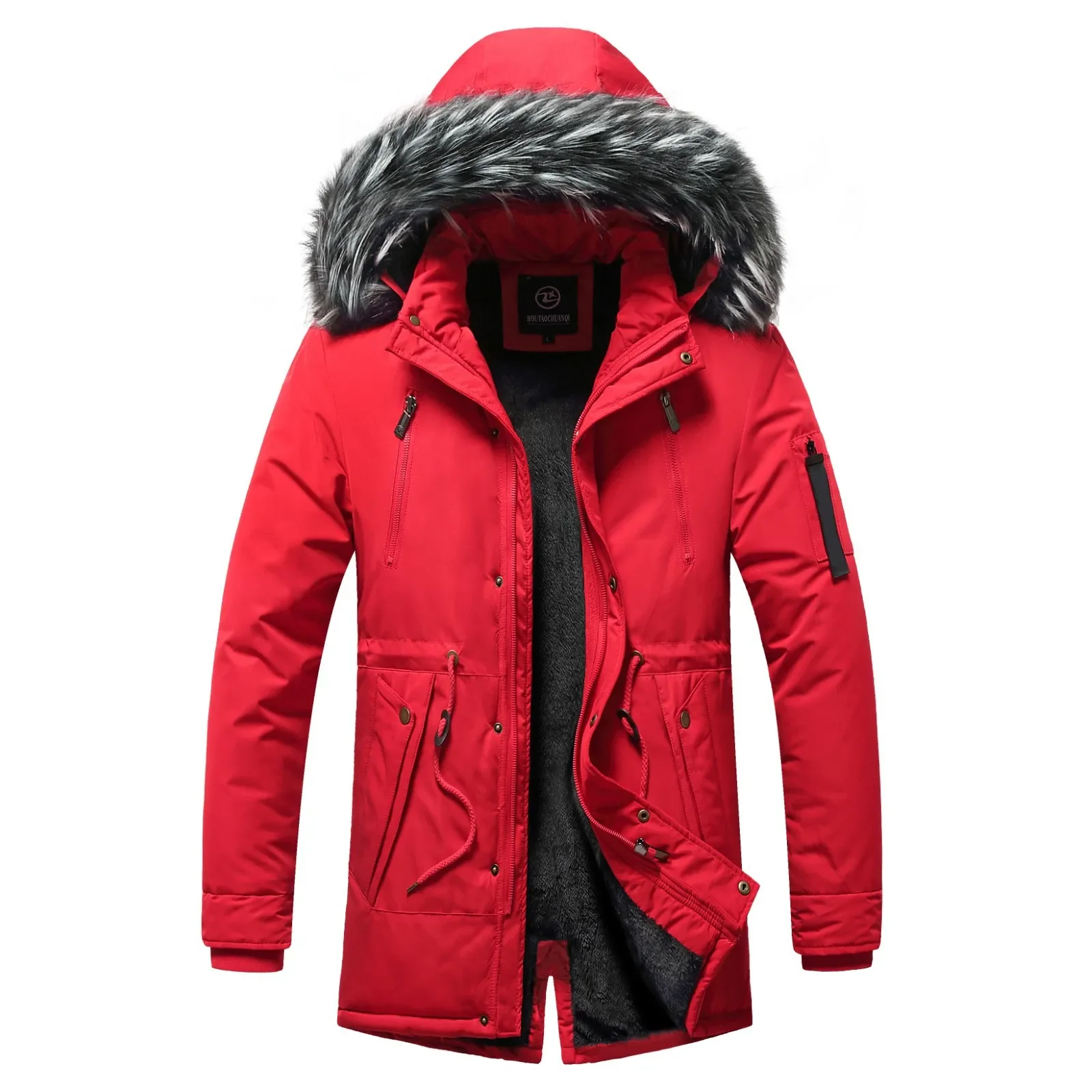 

Mens Windbreaker Anorak Quality White Duck Down Jacket Fur Hood Removable Long Parka Male Coat Warm Thick Overcoat Winter Jacket