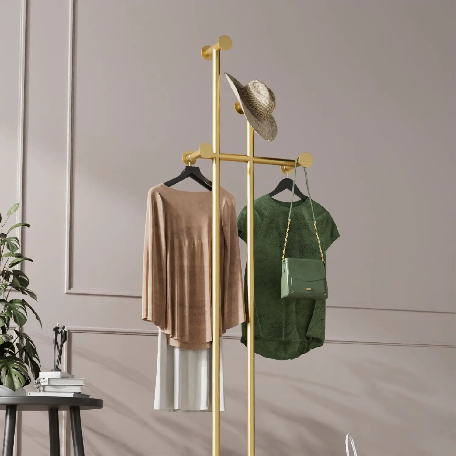 Home Room Furniture Household Clothes Storage Hanger Floor Standing Removable Metal Iron Art Coat Rack Bedroom Minimalist Rack