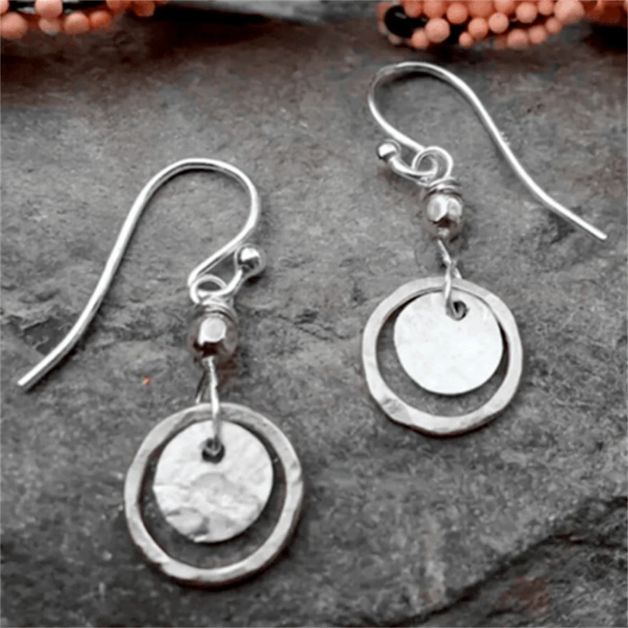 

Bohemian Vintage Silver Hollow Circle Dangle Earrings for Women, Fashion Party Jewelry Gift
