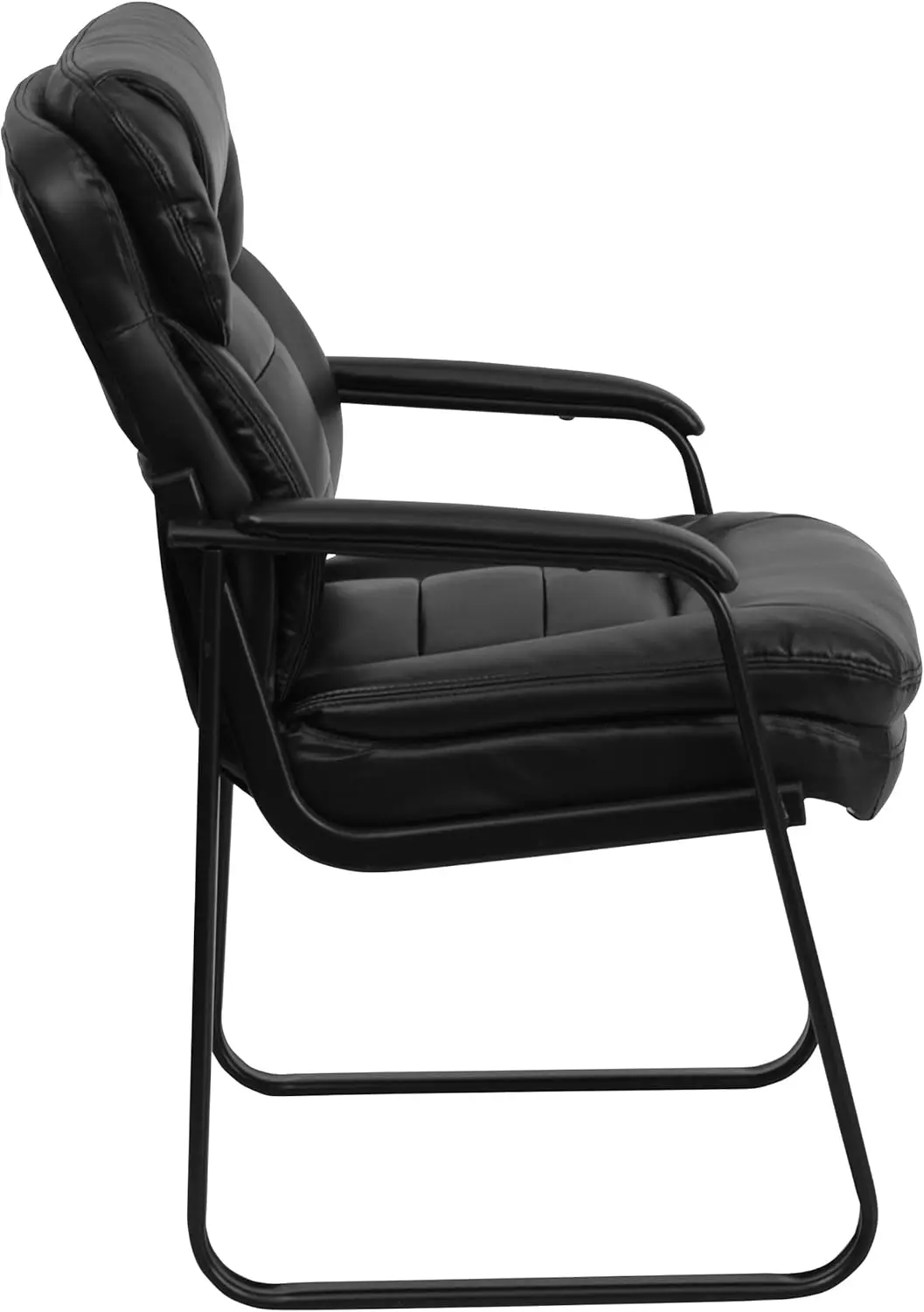 LeatherSoft Executive Office Chair with Padded Arms and Sled Base, Comfortable Reception Side Chair for Living Room or Office