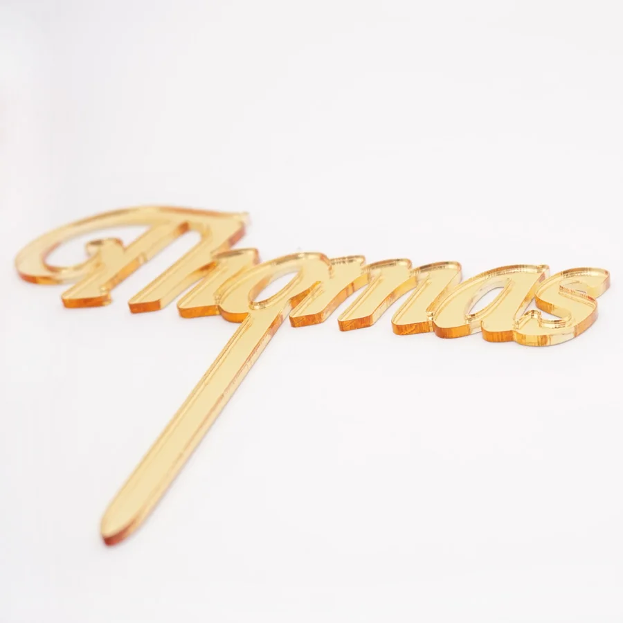 8cm Cake Topper Custom Name Sign Birthday Party Mirrored Stick Cake Decoration Wedding Table Shower Decor Guest Favors Gifts