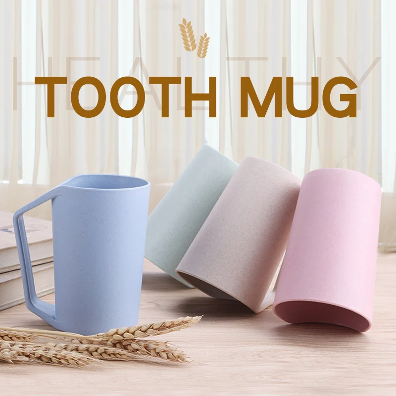 Solid Color Tooth cup Bathroom Products Wheat stalks Bathroom Tumblers Alphabet pattern Letter Circular Cup Four colors Plastic