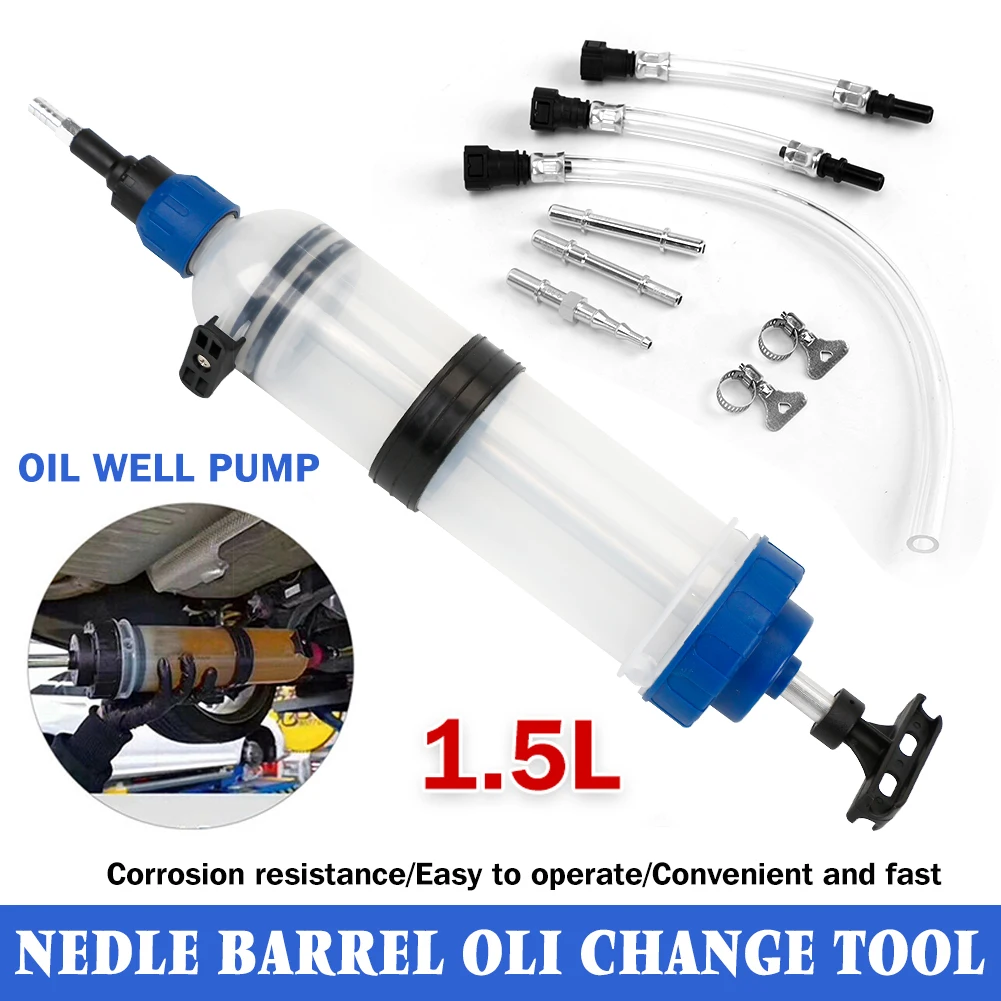 1.5L Fuel Transfer Filling Syringe Brake Liquid Car Oil Fluid Extractor 1500cc Injecting Pump Suction Vacuum Manual