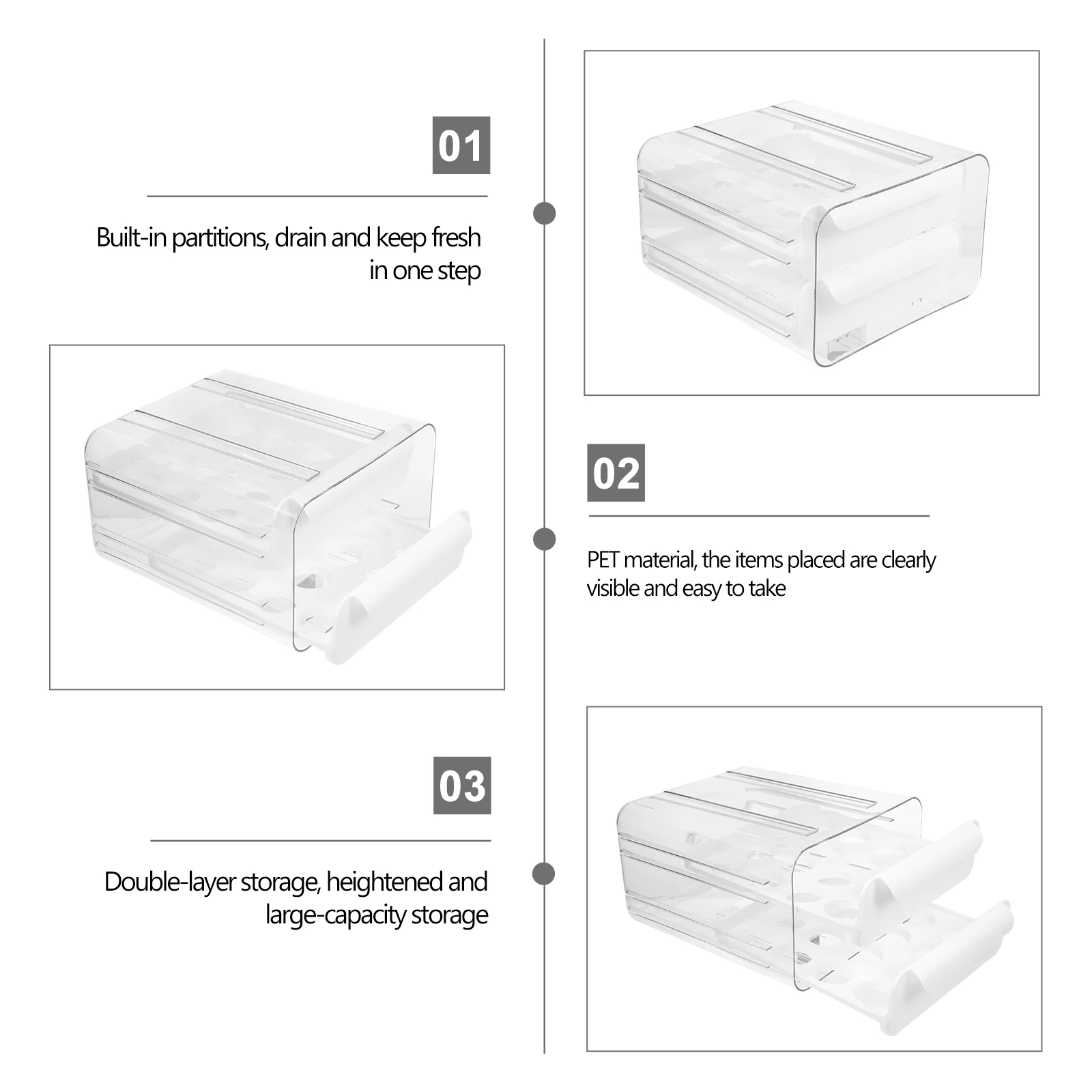 

Large Capacity Freezer Storage Box Eco Friendly Plastic Healthy Tasteless Refrigerator ganization Double Layer Vegetable