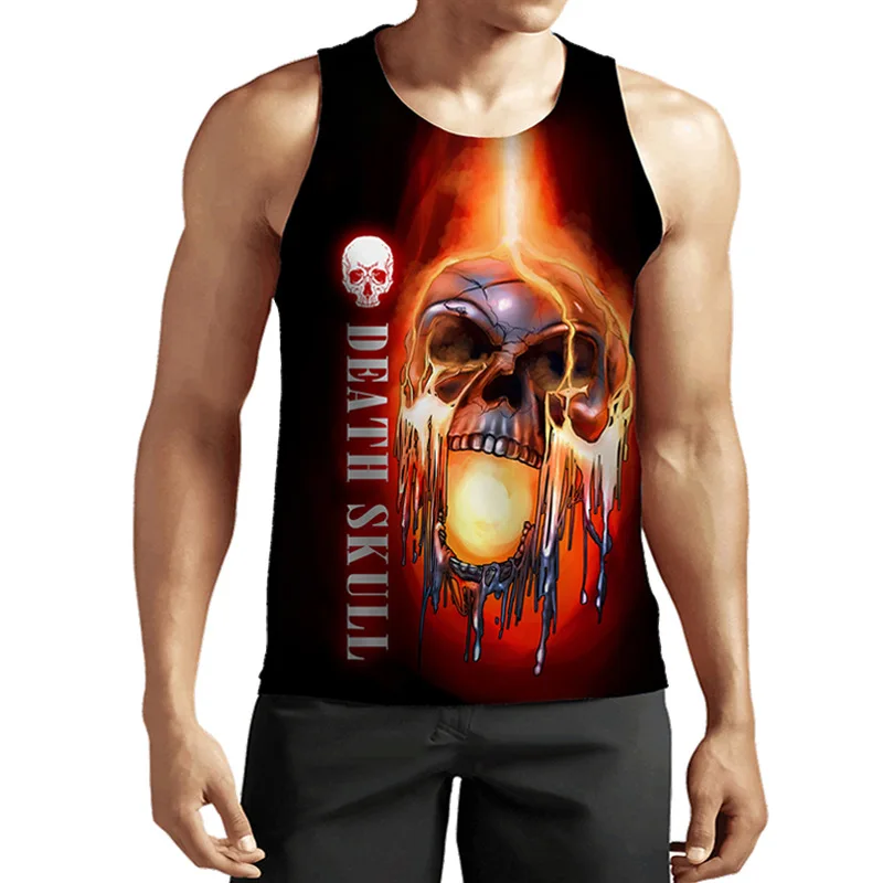 

Men's Gothic Skull Tanks Tops Sleeveless 3d Horror Printed Street Style Vest 6XL Plus Size Fashion Skeleton Graphic Man Tanks