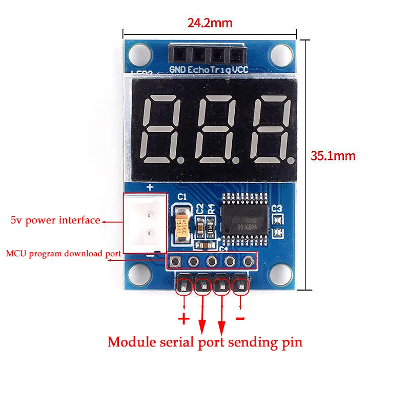 Ultrasonic Distance Measuring Module HC-SR04 Test Version Serial Output Digital Tube Display Distance Meter