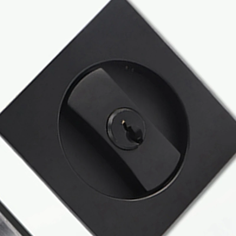 Pocket Door Lock Black Door Hardware Anti-Theft Lock Contemporary Privacy Square Door Lock Sliding Door Lock with Keys-A23R view 4