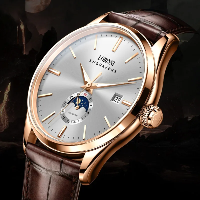 LOBINNI Luxury Type Men Dress Wrist Watch SHB10 Movement 40.5mm Dial Leather Automatic Watches Mechanical - Image 5