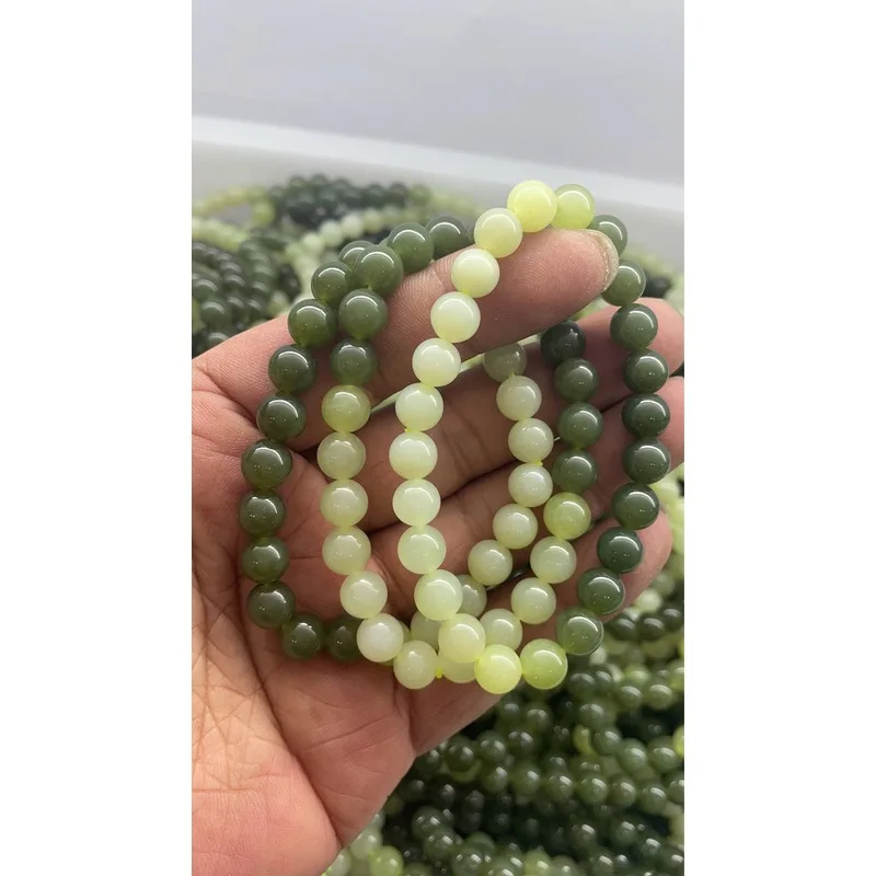 Hotan Jade 8Mm Round Bead Gradient Old Material Bracelet Fashionable And Versatile