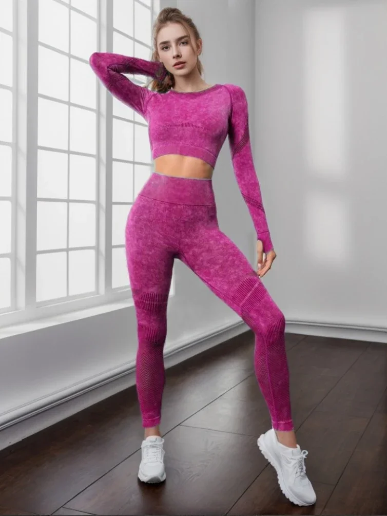 Conjunto de terno de yoga de quadril de pêssego feminino, novo terno de fitness de corrida respirável de secagem rápida, terno de exercício de yoga de emagrecimento de ajuste apertado