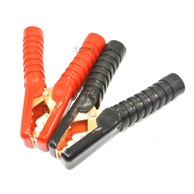 2Pcs Plastic Insulated Coated Copper Boots Car Battery Alligator Clip Test Clamp Black Red 200A for Car Auto Vehicle