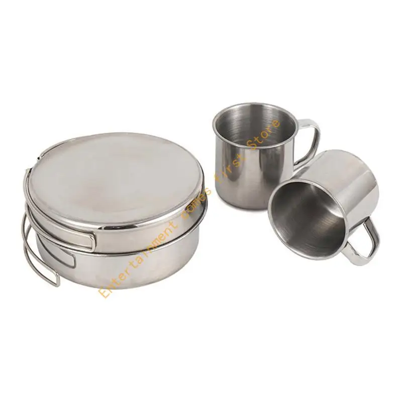 

55KD 8pcs Durability Stainless Steel Cooking Cookware Portables Picnics Tableware