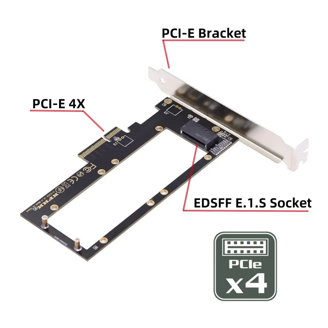 

Chenyang NVMe Ruler EDSFF SSD to PCI-E 4.0 X4 Host Adapter for 9.5mm 15mm 25mm 1U GEN-Z E1.S SSD with Heat Sink