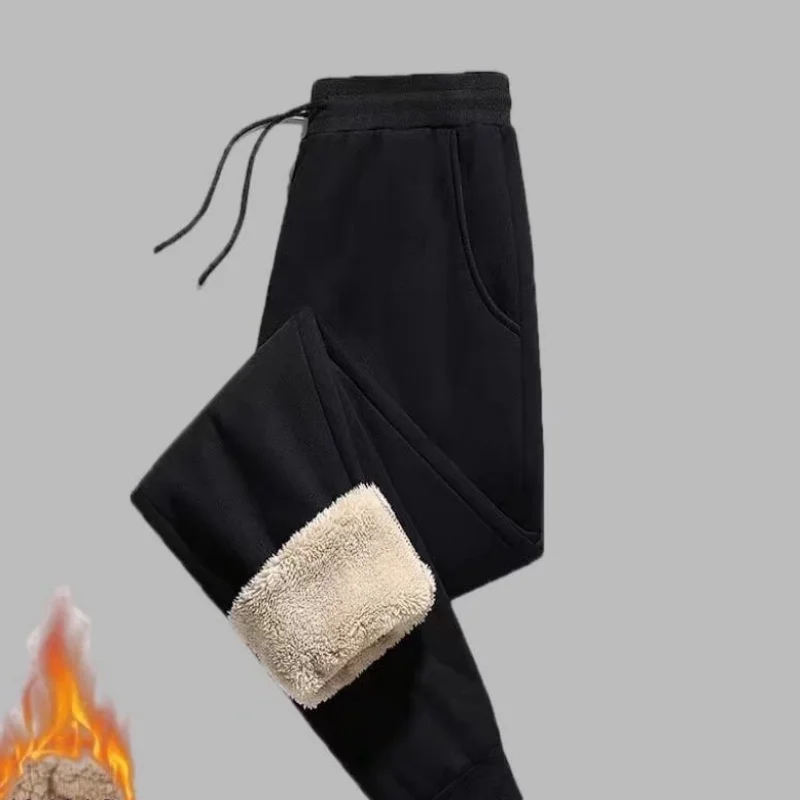 

Autumn and Winter Thick Lamb Fleece Casual Sports Pants for Men, Loose Leg Tight, Warm Cotton Pants for Outer Wear, Bathroom Pan