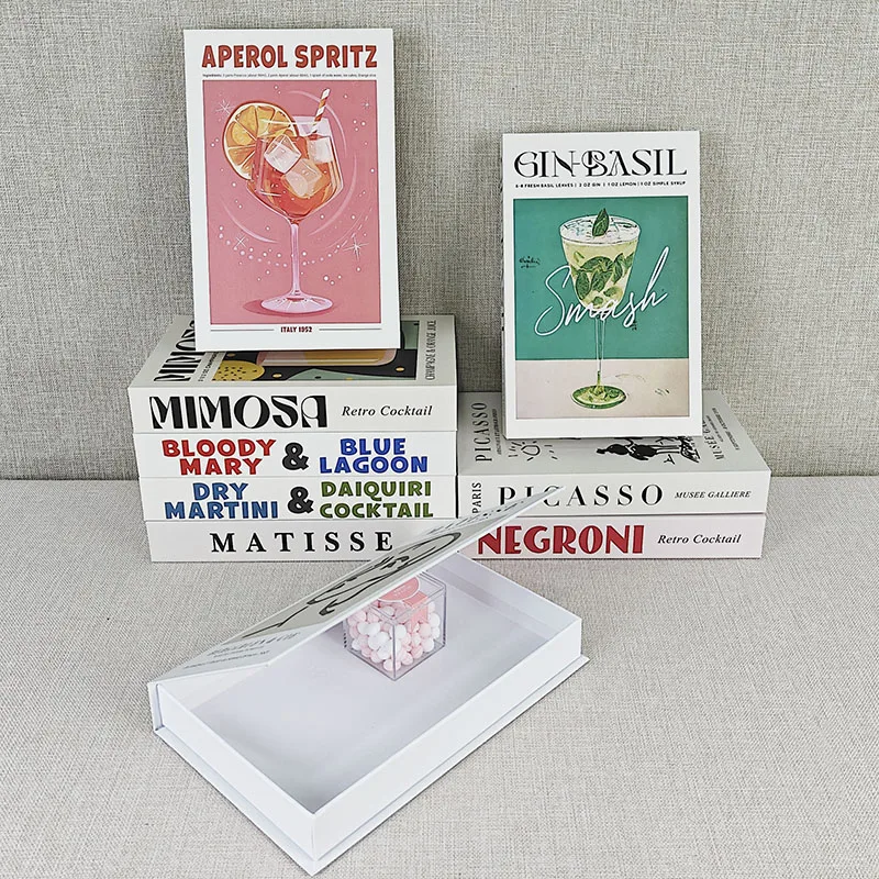 Fashion Cocktail Luxury For Decoration Books Storage Box Home Living Room Coffee Table Decoration Prop Books Designer Fake Books