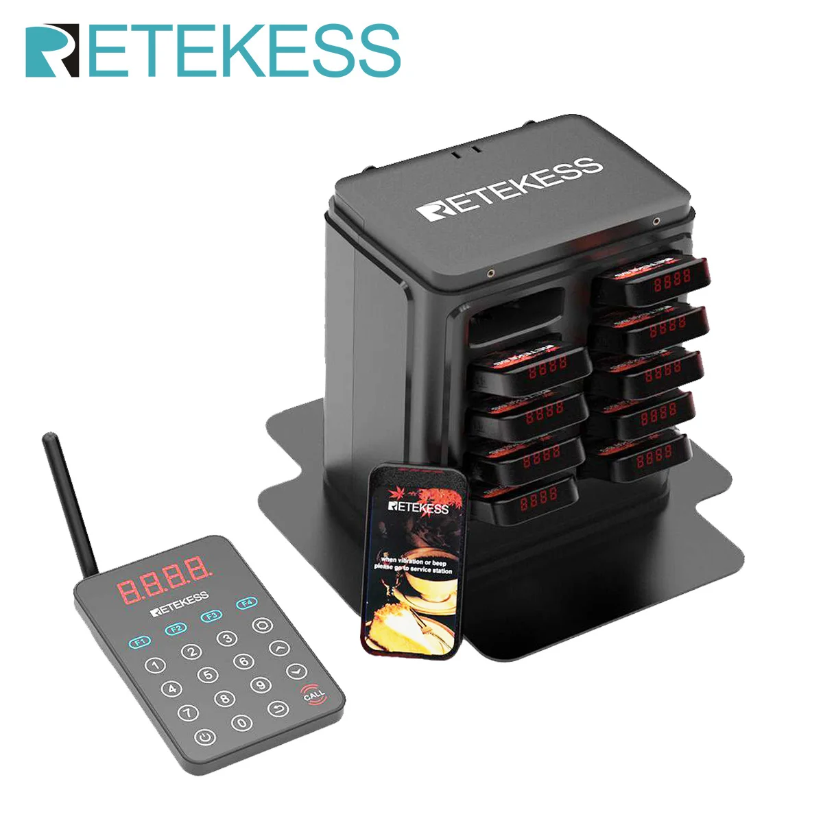 Retekess TD177 Restaurant Pager Calling System Vibrator Coasters Bell Buzzer Receiver For Food Truck Cafe Bar Club Guest Queuing