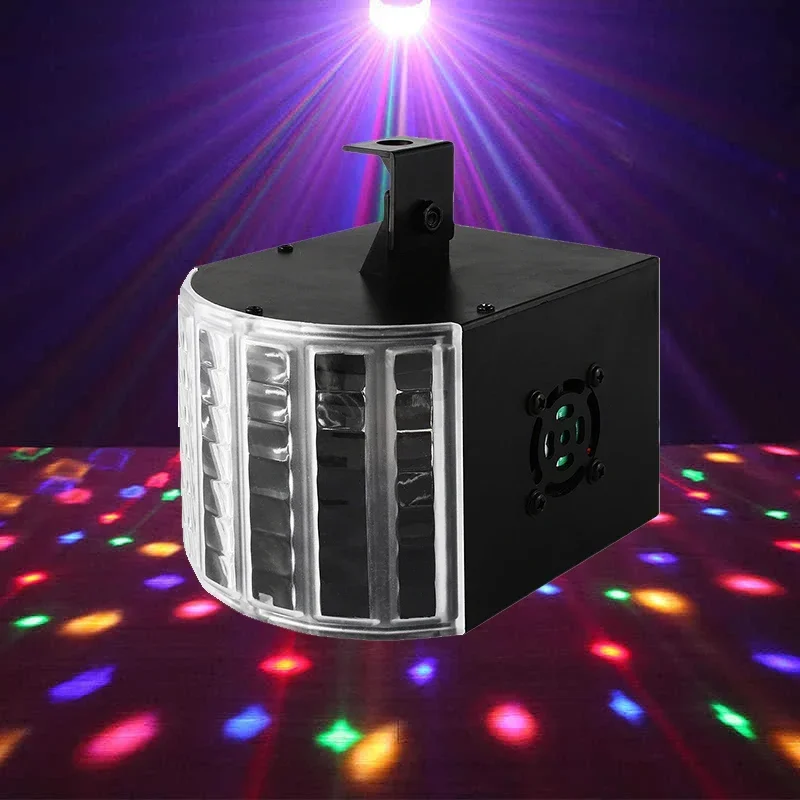 

LED Three Layer Butterfly Laser Beam Light Double Pattern Stage Lighting Effect Voice Activated DJ Disco Party Flash Strobe Lamp