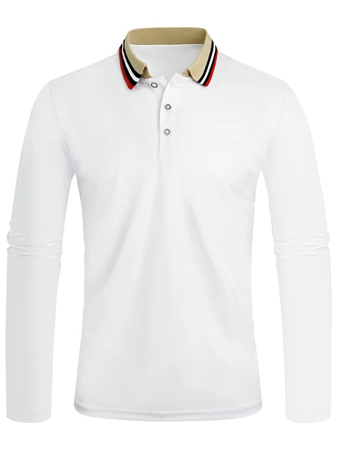Wiosenno-jesienna męska koszulka polo z długim rękawem Business Casual Fashion Top