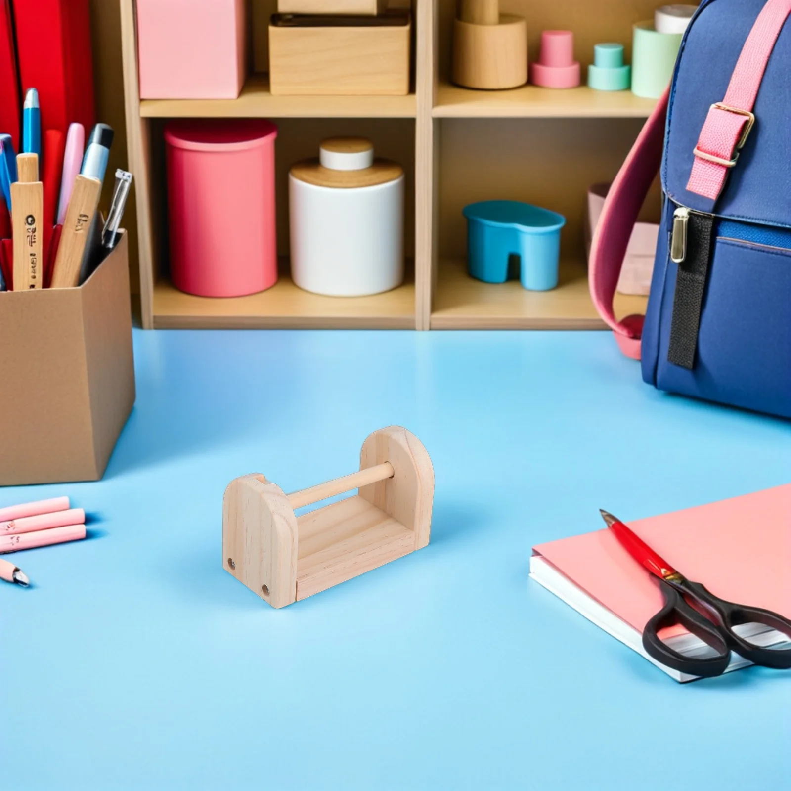 

Multi-Roll Wood Tape Dispenser Desk Holder - Sturdy Craft Tape Organizer for 's Classroom Home Office Decoration Storage