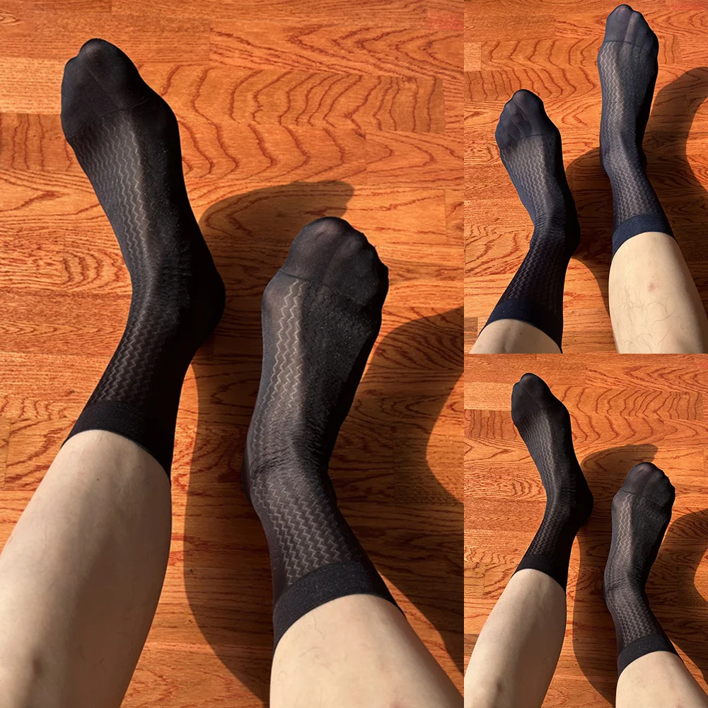 Bas transparents de 20cm pour hommes, chaussettes tubulaires transparentes et soyeuses, chaussettes tubulaires transparentes, matériau respirant, vêtements confortables