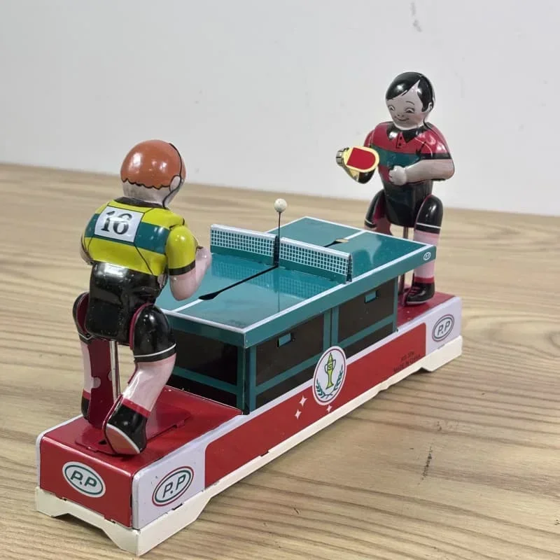 Jouet à remonter en métal, jeu d'athlètes de Ping-Pong, Collection de figurines pour adultes, modèle mécanique rétro, jouet cadeau