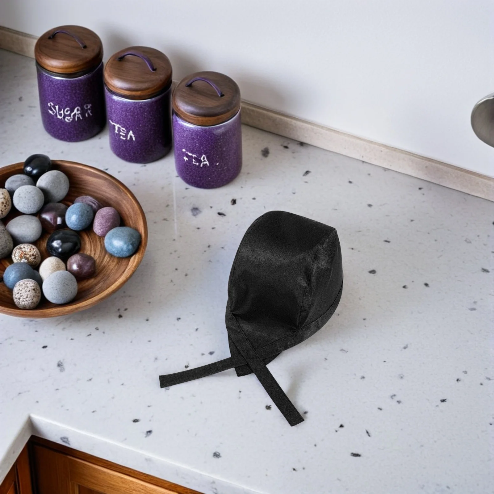 3 pezzi turbante pezzi nastro nero catering berretto con teschio turbante da cuoco regolabile cappelli da cucina in tela morbida cappello da cuoco uniforme da server